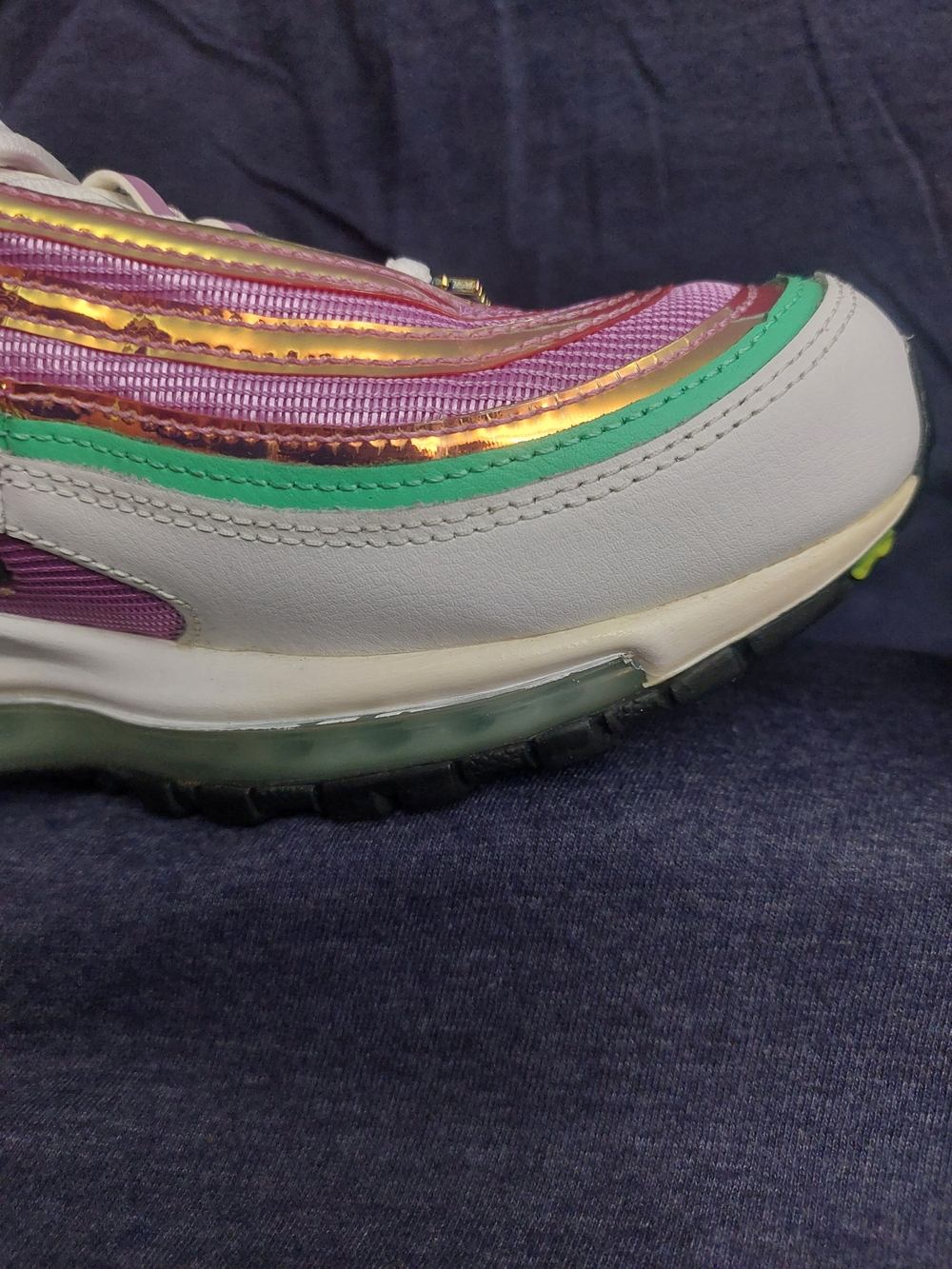 Nike Women’s Air Max 97 — Purple/Pink & Green Metallic Running Shoes Sz 8 - Picture 12 of 16